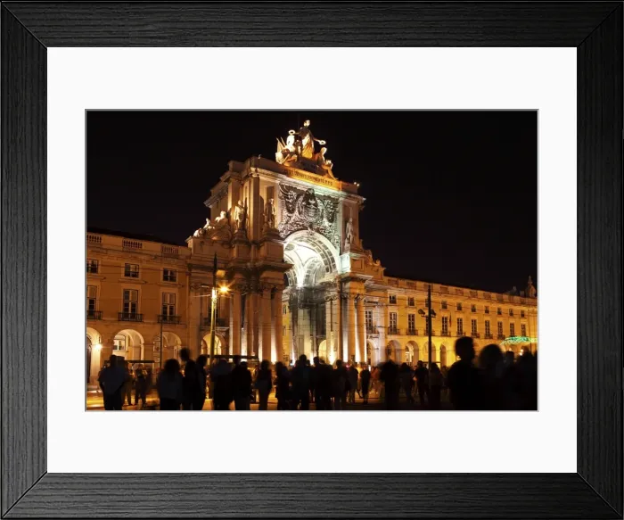 Framed Print : Silhouetted people on Praca do Comercio under the illuminated Rua Augusta Arch at night in central Lisbon Framed Print : Silhouetted people on Praca do Comercio under the illuminated Rua Augusta Arch at night in central Lisbon