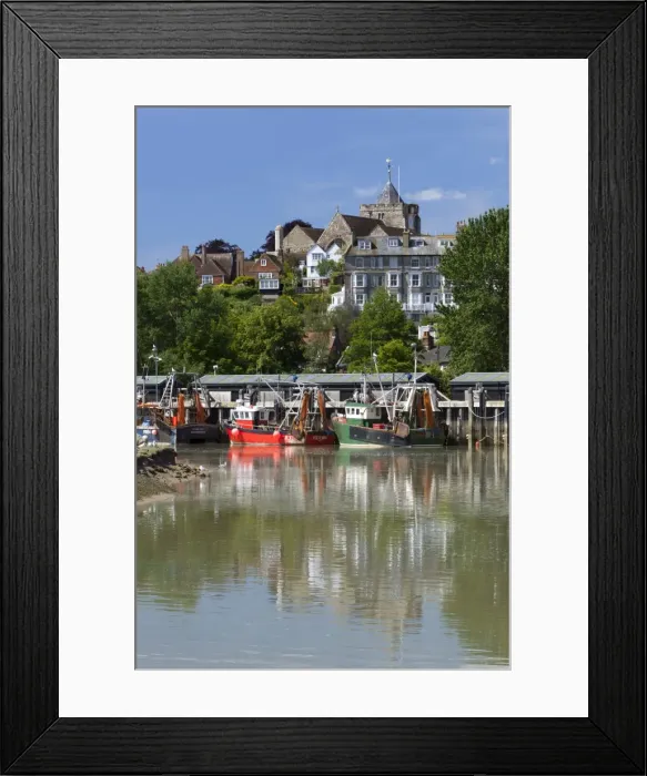 Framed Print : Fishing harbour on River Rother, old town, Rye, East Sussex England, United Kingdom Framed Print : Fishing harbour on River Rother, old town, Rye, East Sussex England, United Kingdom