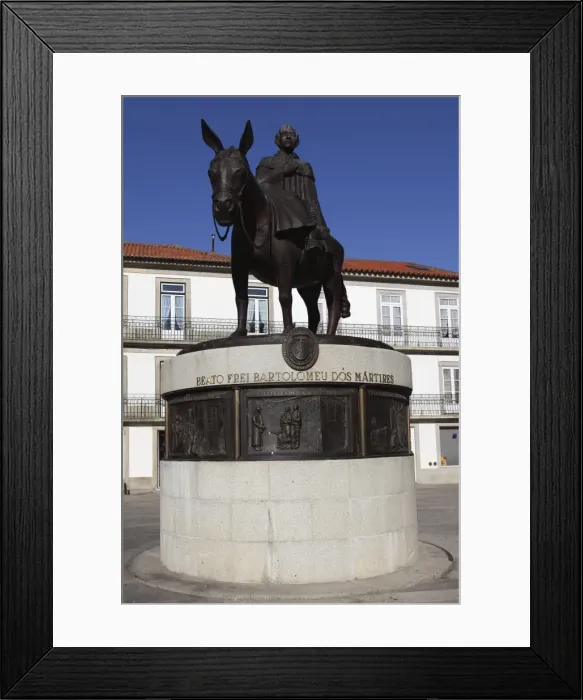 Framed Print : Statue of St. Bartholemew on a donkey in Viana do Castelo, Minho, Portugal, Europe Framed Print : Statue of St. Bartholemew on a donkey in Viana do Castelo, Minho, Portugal, Europe