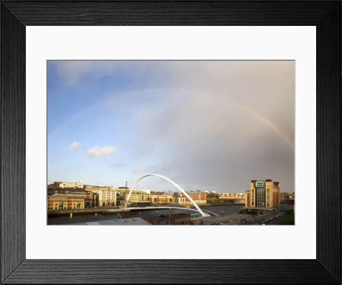 Framed Print : Rainbow over the Millennium Bridge, Gateshead, Tyne and Wear, England, United Kingdom
