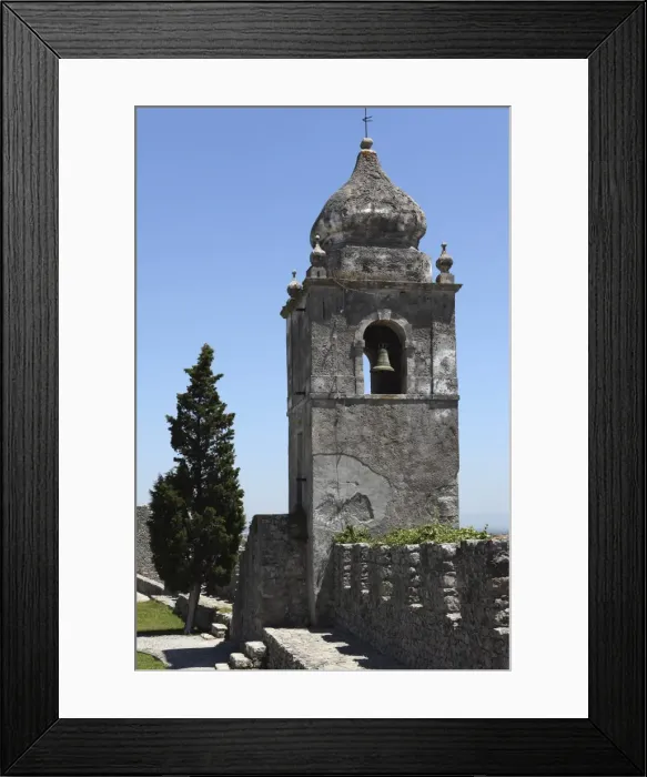 Framed Print : Bell tower on the walls of the castle, formerly a royal residence, at Montemor-o-Velho Framed Print : Bell tower on the walls of the castle, formerly a royal residence, at Montemor-o-Velho