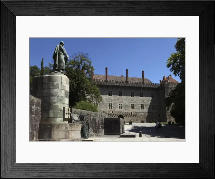 Framed Print : Memorial of the 12th century King Afonso Henriques (Afonso I), by the Palace of Dukes of Braganza Framed Print : Memorial of the 12th century King Afonso Henriques (Afonso I), by the Palace of Dukes of Braganza