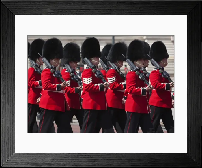 Framed Print : Scots Guards marching past Buckingham Palace, Rehearsal for Trooping the Colour Framed Print : Scots Guards marching past Buckingham Palace, Rehearsal for Trooping the Colour