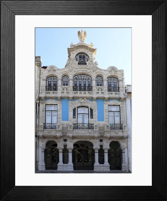 Framed Print : The ornate facade of one of the many Art Nouveau style buildings that line the Central Canal in Aveiro, Beira Litoral Framed Print : The ornate facade of one of the many Art Nouveau style buildings that line the Central Canal in Aveiro, Beira Litoral