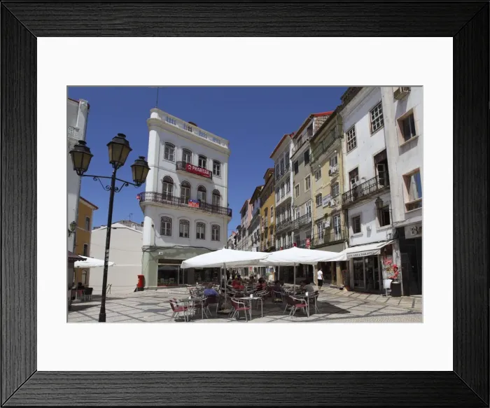 Framed Print : An outdoor cafe at the Largo de Portagem public square in Coimbra, Beira Litoral Framed Print : An outdoor cafe at the Largo de Portagem public square in Coimbra, Beira Litoral