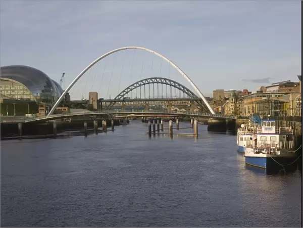 River Tyne with bridges and Sage Hall, Newcastle  /  Gateshead, Tyne and Wear