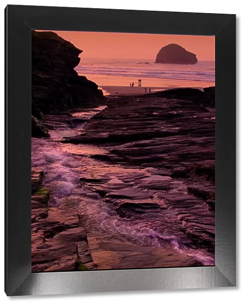 Sunset, Trebarwith Strand, Cornwall, England, United Kingdom, Europe
