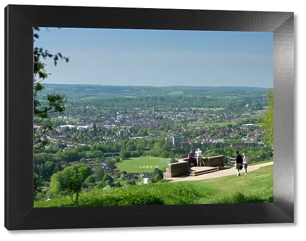 View of Dorking from Box Hill view point, Surrey Hills, North Downs, Surrey
