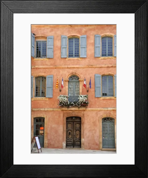 Framed Print : Mairie office with typical ochre coloured walls, Roussillon, Parc Naturel Regional du Luberon
