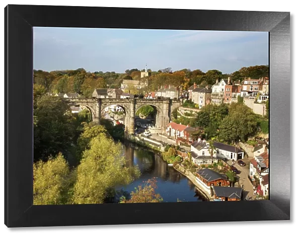 Knaresborough Viaduct and River Nidd in autumn, North Yorkshire, Yorkshire