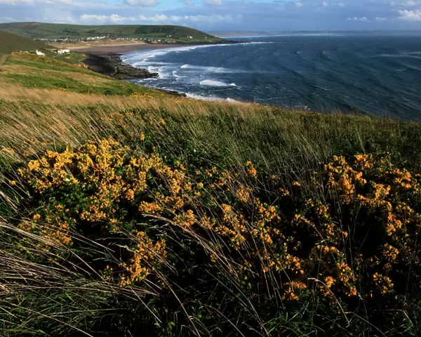 Looking across Croyde Bay from Baggy Point, north Devon, England, United Kingdom, Europe