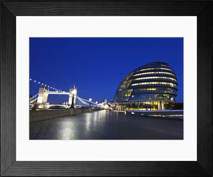 Framed Print : City Hall building, the home of the Greater London Authority, with Tower Bridge over the River Thames in the background, Borough of Southwark, London, England, United Framed Print : City Hall building, the home of the Greater London Authority, with Tower Bridge over the River Thames in the background, Borough of Southwark, London, England, United