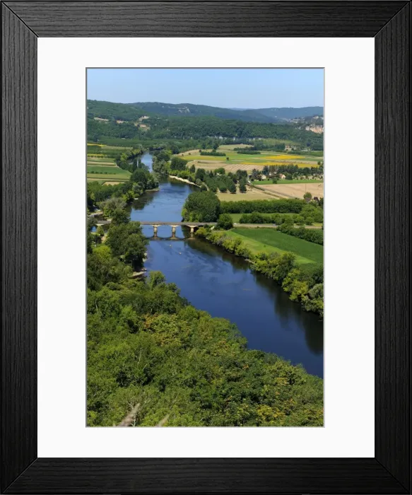Framed Print : View of the Dordogne River, Bastide town of Domme, Les Plus Beaux Villages de France