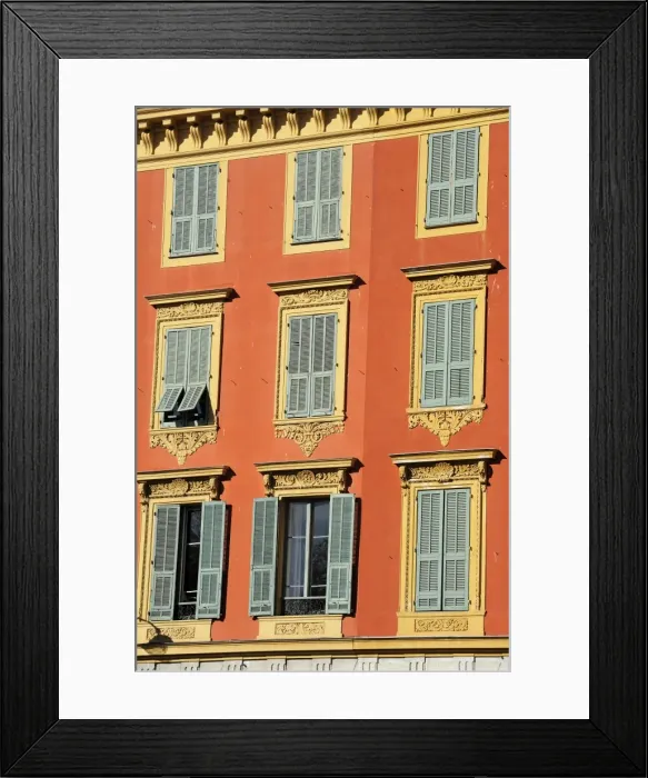 Framed Print : Ornate shuttered windows, Port Lympia in the Quartier du Port, Nice, Alpes Maritimes Framed Print : Ornate shuttered windows, Port Lympia in the Quartier du Port, Nice, Alpes Maritimes