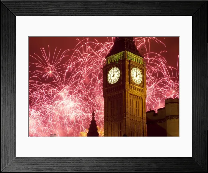 Framed Print : New Year fireworks and Big Ben, Houses of Parliament, Westminster, London Framed Print : New Year fireworks and Big Ben, Houses of Parliament, Westminster, London