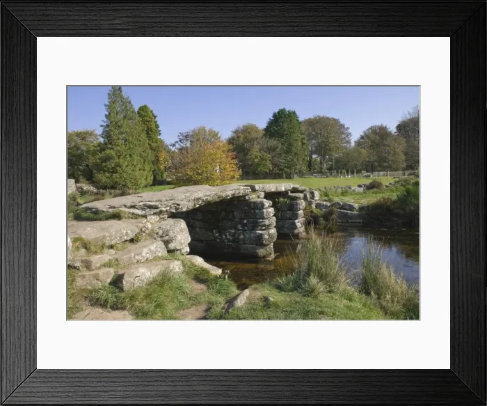 Framed Print : The Clapper Bridge at Postbridge, Dartmoor National Park, Devon, England Framed Print : The Clapper Bridge at Postbridge, Dartmoor National Park, Devon, England