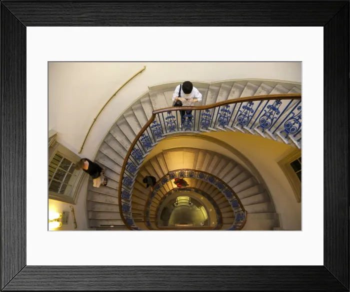 Framed Print : Visitors on circular stairway, Courtauld Galleries, Somerset House, London Framed Print : Visitors on circular stairway, Courtauld Galleries, Somerset House, London