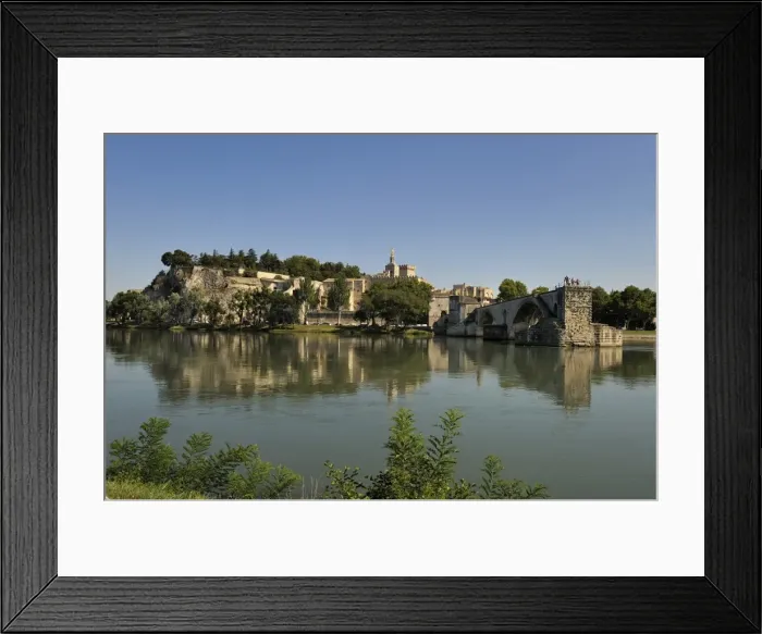 Framed Print : Pont Saint-Benezet and Avignon city viewed from across the River Rhone