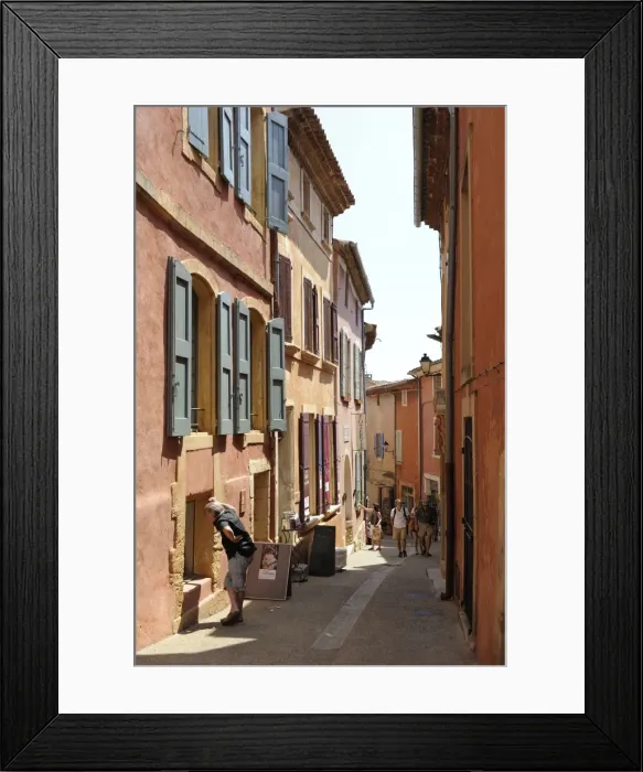 Framed Print : Street with red ochre coloured houses, Roussillon, Parc Naturel Regional du Luberon Framed Print : Street with red ochre coloured houses, Roussillon, Parc Naturel Regional du Luberon