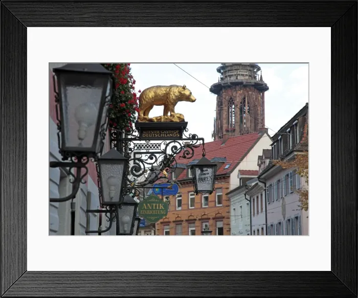 Framed Print : Salzstravue and Minster, Old Town, Freiburg, Baden-Wurttemberg, Germany, Europe