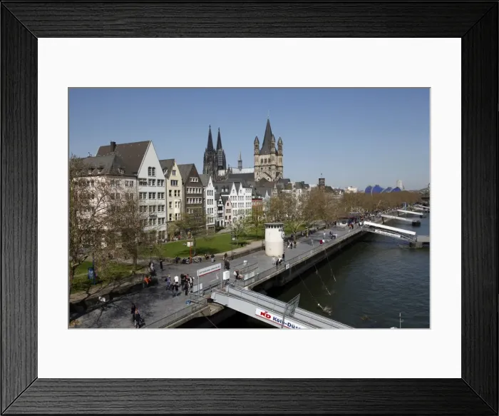 Framed Print : Church of Great Saint Martin, Cathedral and River Rhine, Cologne, North Rhine Westphalia