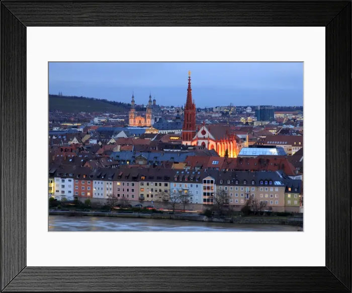 Framed Print : Old Town with cathedral and Old Main Bridge, Wurzburg, Franconia, Bavaria Framed Print : Old Town with cathedral and Old Main Bridge, Wurzburg, Franconia, Bavaria