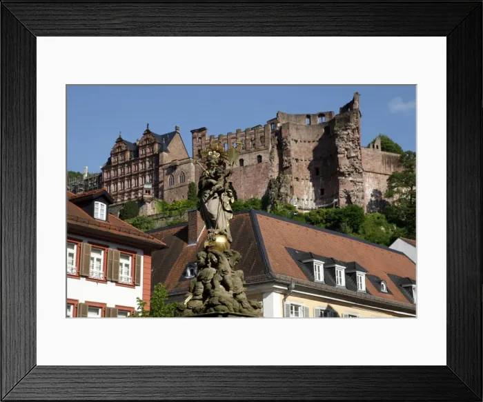 Framed Print : View from Kornmarkt to castle, Heidelberg, Baden-Wurttemberg, Germany, Europe Framed Print : View from Kornmarkt to castle, Heidelberg, Baden-Wurttemberg, Germany, Europe