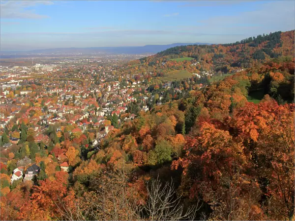 View from Schlossberg Tower to city, Freiburg, Baden-Wurttemberg, Germany, Europe