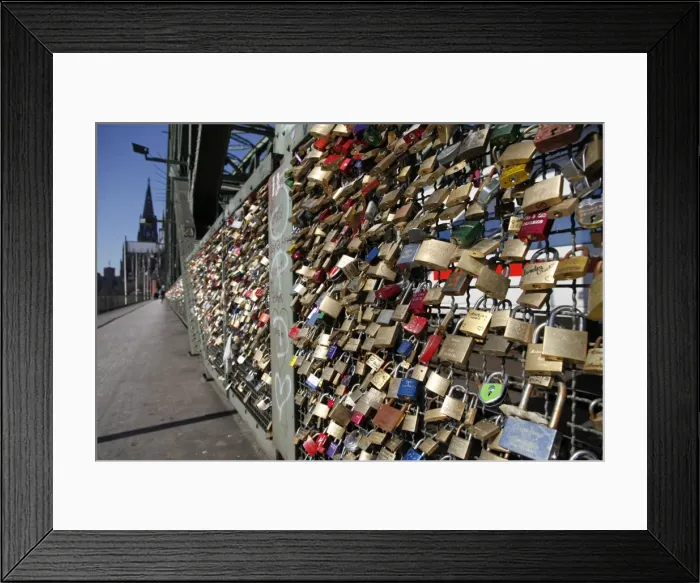 Framed Print : Padlocks on the Hohenzollern Bridge, Cologne, North Rhine Westphalia, Germany, Europe