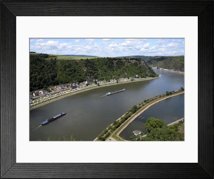 Framed Print : View from Loreley to St. Goarshausen and the River Rhine, Rhine Valley Framed Print : View from Loreley to St. Goarshausen and the River Rhine, Rhine Valley