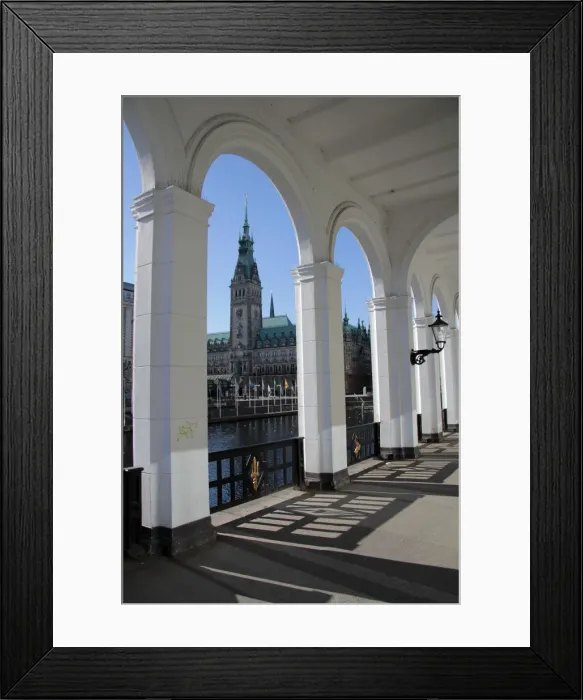 Framed Print : Alsterarkaden and City Hall, Hamburg, Germany, Europe Framed Print : Alsterarkaden and City Hall, Hamburg, Germany, Europe