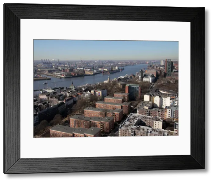 Framed Print : View from St. Michaelis to port, Hamburg, Germany, Europe Framed Print : View from St. Michaelis to port, Hamburg, Germany, Europe
