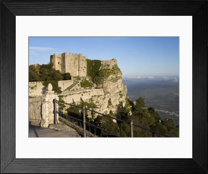 Framed Print : Sunset over the Castello di Venere, Erice, Sicily, Italy, Europe