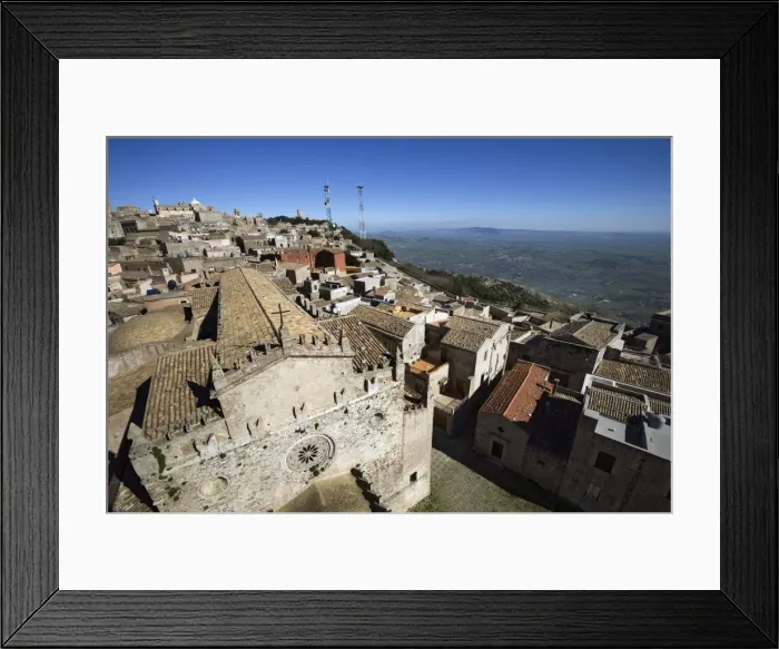 Framed Print : View over the Duomo and town, Erice, Sicily, Italy, Europe Framed Print : View over the Duomo and town, Erice, Sicily, Italy, Europe