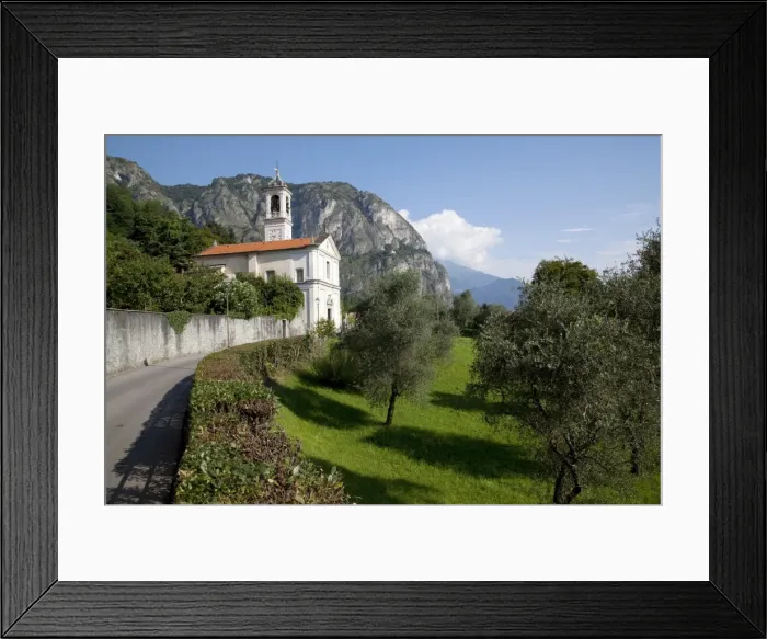 Framed Print : Church and mountains, Cadenabbia, Lake Como, Lombardy, Italy, Europe Framed Print : Church and mountains, Cadenabbia, Lake Como, Lombardy, Italy, Europe