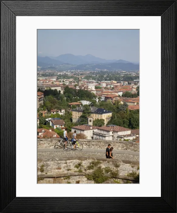 Framed Print : View of Lower Town from Upper Town Wall, Bergamo, Lombardy, Italy, Europe Framed Print : View of Lower Town from Upper Town Wall, Bergamo, Lombardy, Italy, Europe