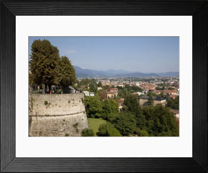Framed Print : View of Lower Town from Upper Town Wall, Bergamo, Lombardy, Italy, Europe Framed Print : View of Lower Town from Upper Town Wall, Bergamo, Lombardy, Italy, Europe