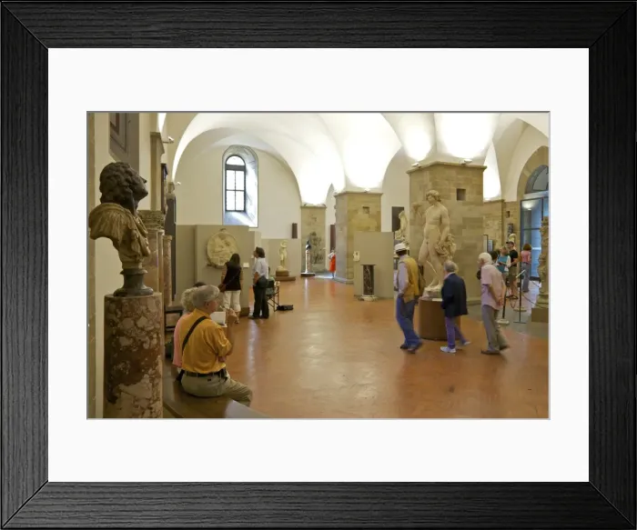 Framed Print : Tourists and visitors in the Michelangelo Room, Bargello, Florence, Tuscany