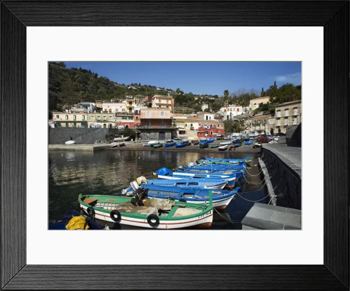 Framed Print : View over fishing harbour, Santa Maria La Scala, Sicily, Italy, Mediterranean, Europe Framed Print : View over fishing harbour, Santa Maria La Scala, Sicily, Italy, Mediterranean, Europe