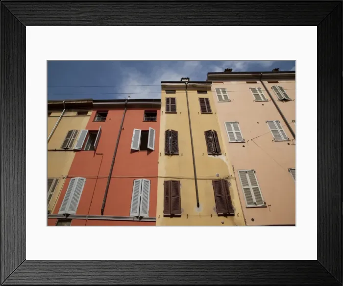 Framed Print : Colourful houses, Parma, Emilia Romagna, Italy, Europe Framed Print : Colourful houses, Parma, Emilia Romagna, Italy, Europe
