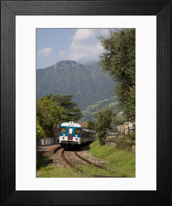 Framed Print : Train, Sale Marasino, Lake Iseo, Lombardy, Italy, Europe Framed Print : Train, Sale Marasino, Lake Iseo, Lombardy, Italy, Europe