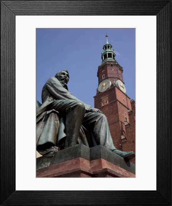 Framed Print : Aleksander Fredro statue and City Hall, Old Town, Wroclaw, Silesia, Poland, Europe