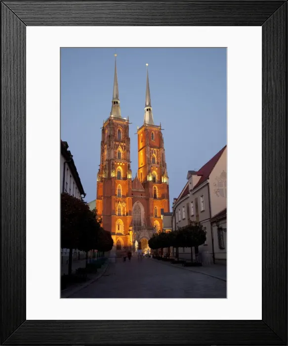 Framed Print : Cathedral at dusk, Old Town, Wroclaw, Silesia, Poland, Europe