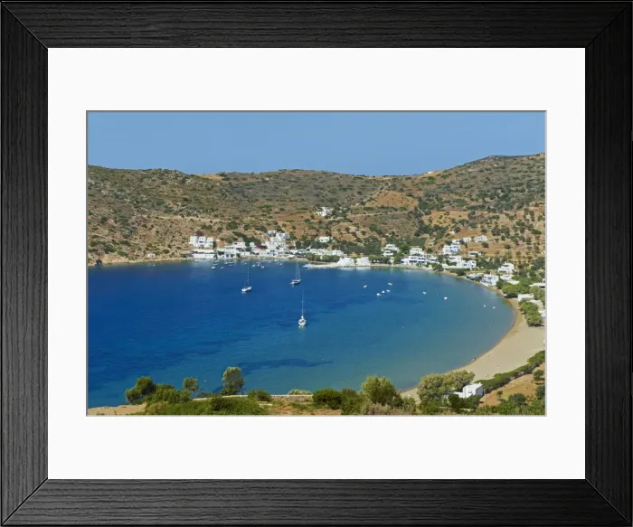 Framed Print : Monastery of Taxiarques, village and beach, Vathi, Sifnos, Cyclades Islands Framed Print : Monastery of Taxiarques, village and beach, Vathi, Sifnos, Cyclades Islands