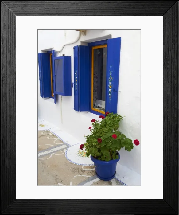 Framed Print : Blue shutters, Plaka, old village, Milos, Cyclades Islands, Greek Islands, Greece, Europe Framed Print : Blue shutters, Plaka, old village, Milos, Cyclades Islands, Greek Islands, Greece, Europe