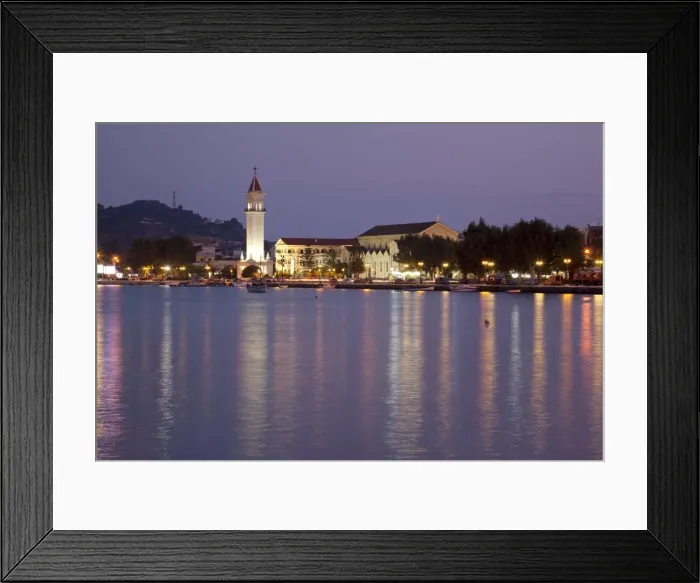 Framed Print : Harbour at dusk, Zakynthos Town, Zakynthos, Ionian Islands, Greek Islands, Greece, Europe