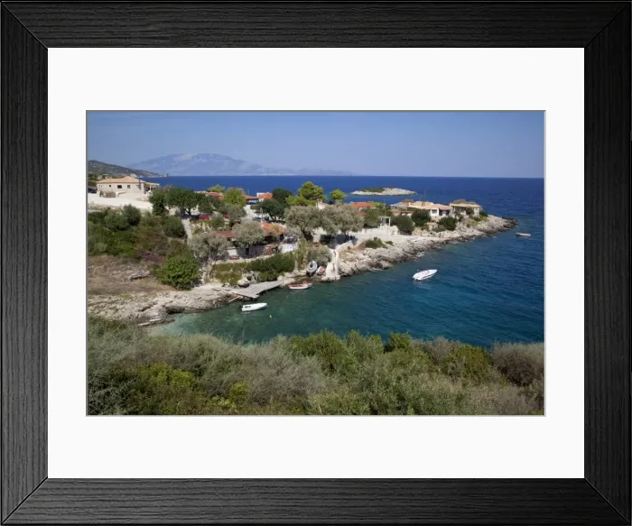 Framed Print : Makrigialos village and Cephalonia Island, Zakynthos, Ionian Islands, Greek Islands Framed Print : Makrigialos village and Cephalonia Island, Zakynthos, Ionian Islands, Greek Islands