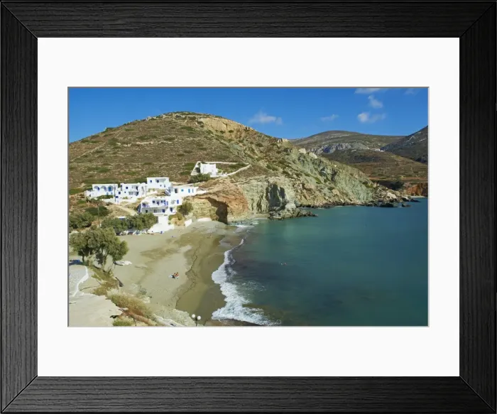 Framed Print : Beach and village, Angali, Folegandros, Cyclades Islands, Greek Islands