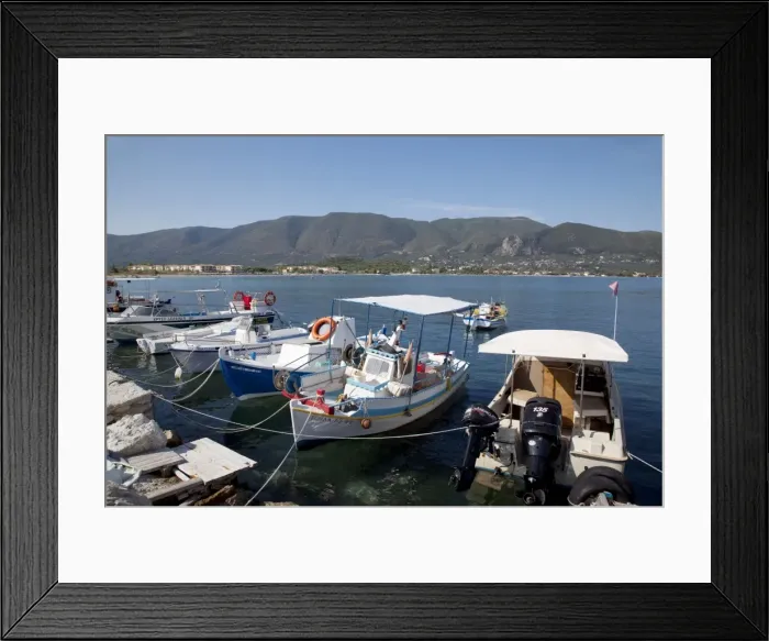 Framed Print : Fishing boats in the harbour, Alykanas, Zakynthos, Ionian Islands, Greek Islands Framed Print : Fishing boats in the harbour, Alykanas, Zakynthos, Ionian Islands, Greek Islands