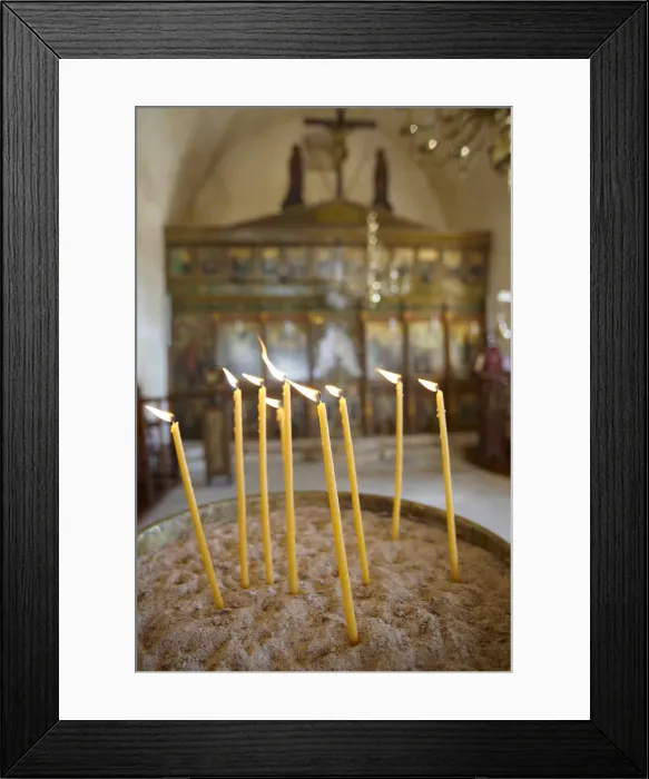 Framed Print : Candles in Orthodox church, Greece, Europe Framed Print : Candles in Orthodox church, Greece, Europe